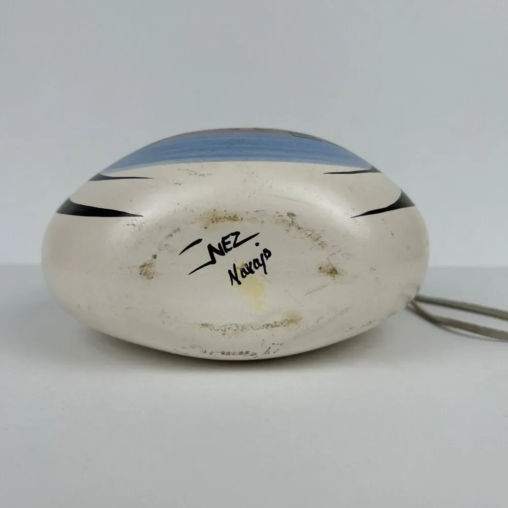 END  Of TRAIL  SOUTHWESTERN CLAY CANTEEN POTTERY TURQUOISE NEZ NAVAJO 7”